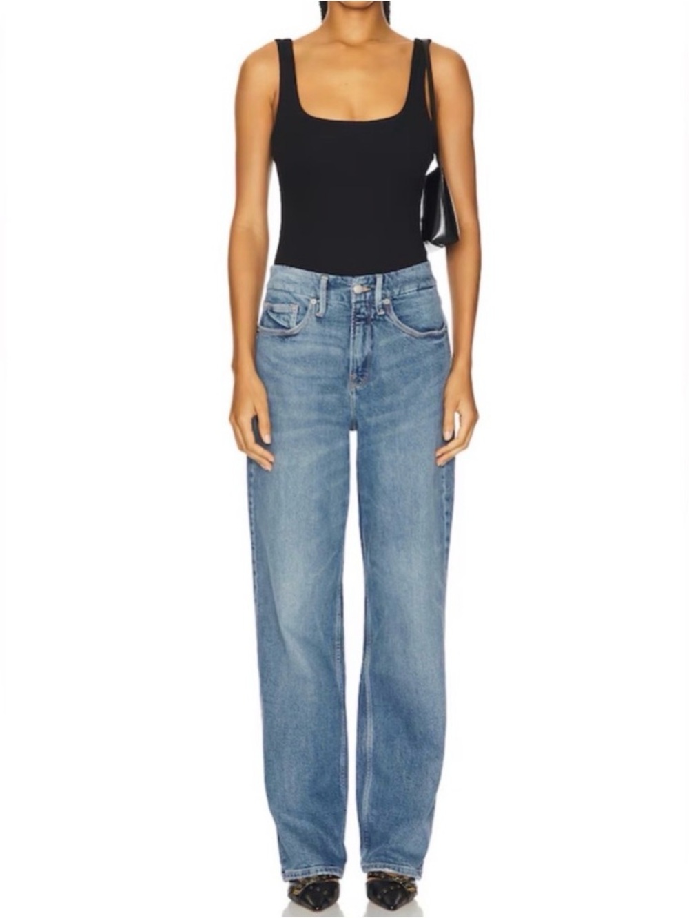 Good American Relaxed 90’s Mid Rise Straight Jean size 8
